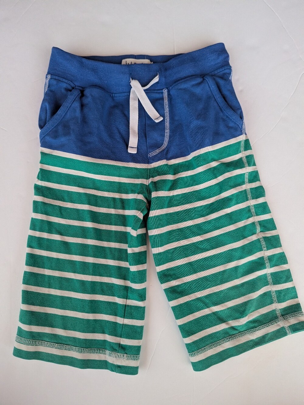 Mini Boden Bermuda Shorts 6Y Boys Green Stripe Long